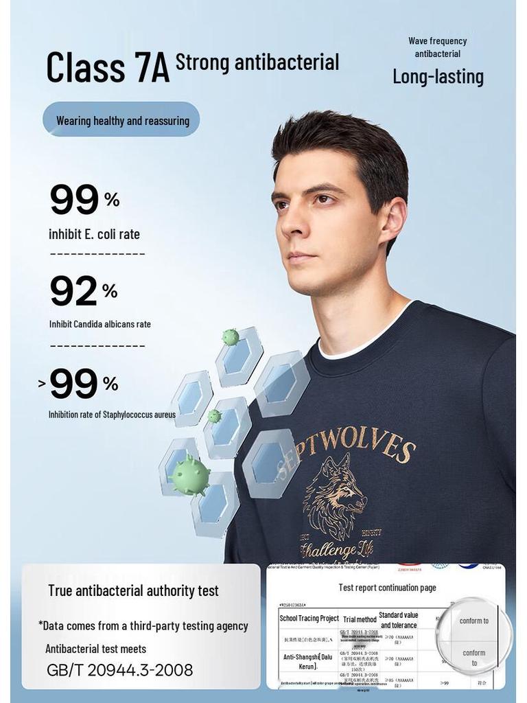 SEPTWOLVES Men's Autumn Wolf Head Print Pullover Sweatshirt