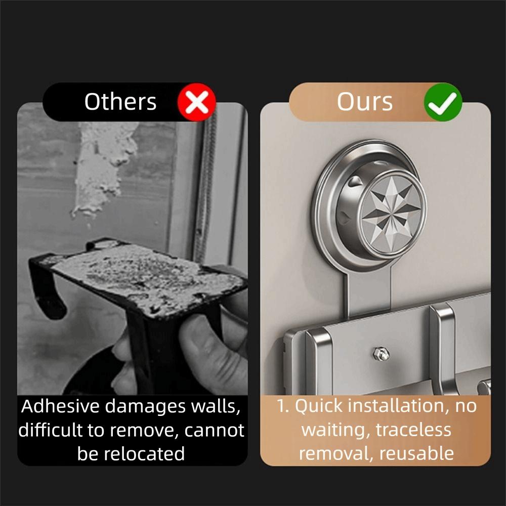 Wall Mounted Suction Cup Door Hook 4/5/6/7/8 Hook Hanging Coat Holder Wall Clothes Hanger  Bathroom