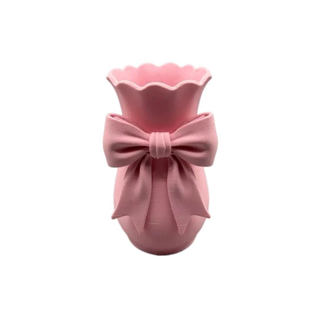 

Flower Arrangement Pink Bow Flower Vases Tabletop Flower Pot Home Desktop Decorations Bow Vase