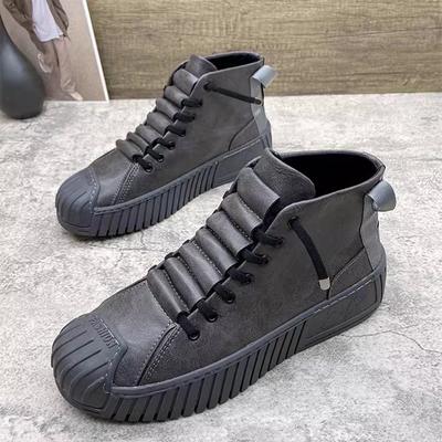 Herbst Winter Leder Freizeitschuhe Herren Stiefeletten Schnürung Hoher Schaft Herrenschuhe Klobige Sneaker Hohe Qualität Herren Designerschuhe