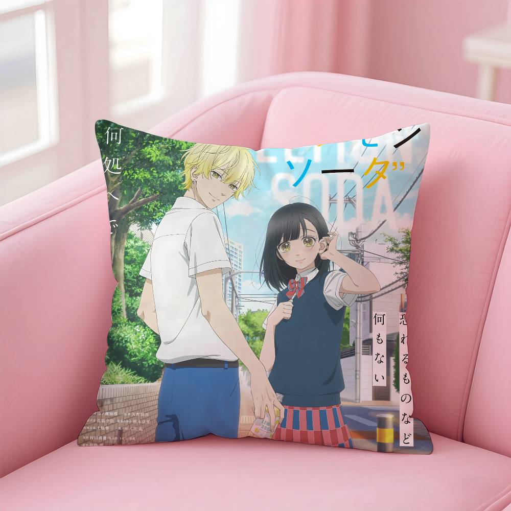 Anime H-Honey L-Lemon Soda Pillow Case Pattern Printing Pillowcase Living Room Sofa Cushion Cover Bedroom Room Decor