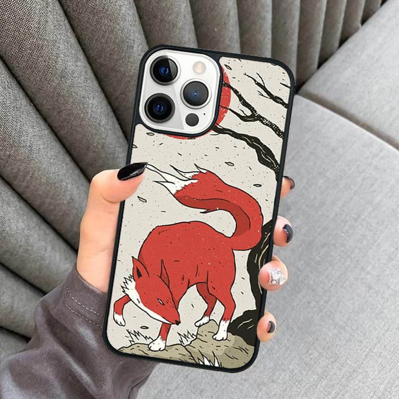 Japanese Style Fox Phone Case For iPhone 17 Air 16 16e 15 13 14 Pro Max 11 12 Plus 2022 MAX Shell Cover coque