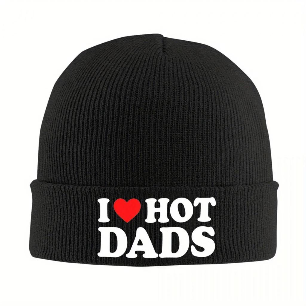 2026 I Love Hot Dads Hat Autumn Winter Skullies Beanies Warm I Heart Hot Dads Cap Unisex Skullcap
