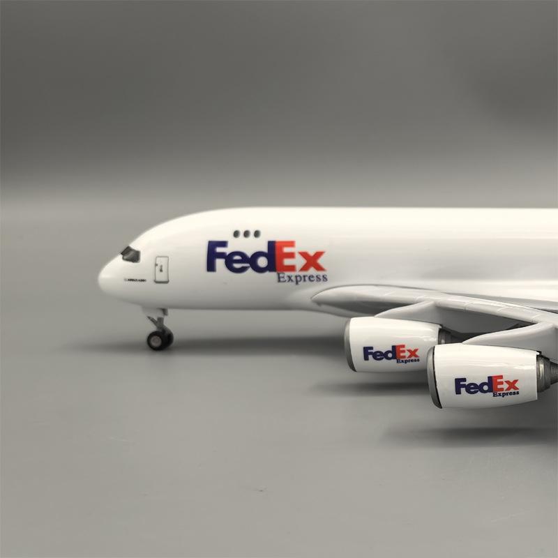 A380 1/160 Scale 47cm Model Aircraft FedEx Cargo Airways With Landing Gear and Wheels Diecast Resin Airplane Souvenir Ornament