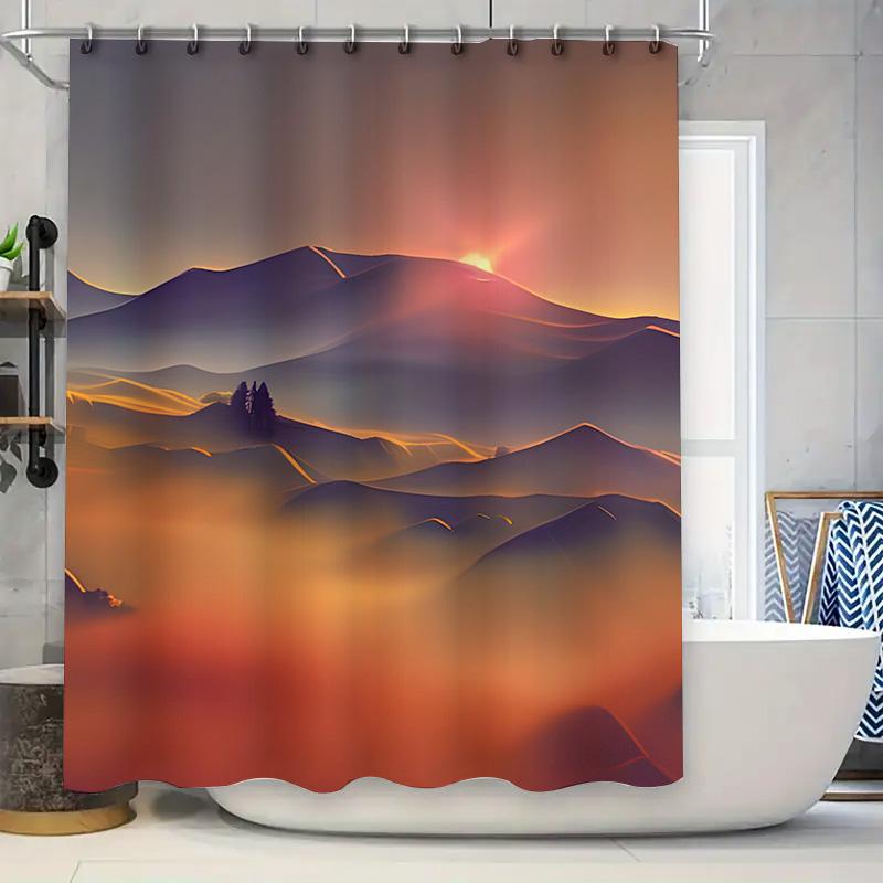 

Floral Pattern Bath Curtains Shower Curtain Fabric Waterproof Bathroom Decoration Window Coverings W60H190(CM)-1 Pcs