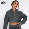 Felpa con cappuccio da yoga foderata in pile da donna, manica lunga, top sportivo, per allenamento invernale, abbigliamento casual