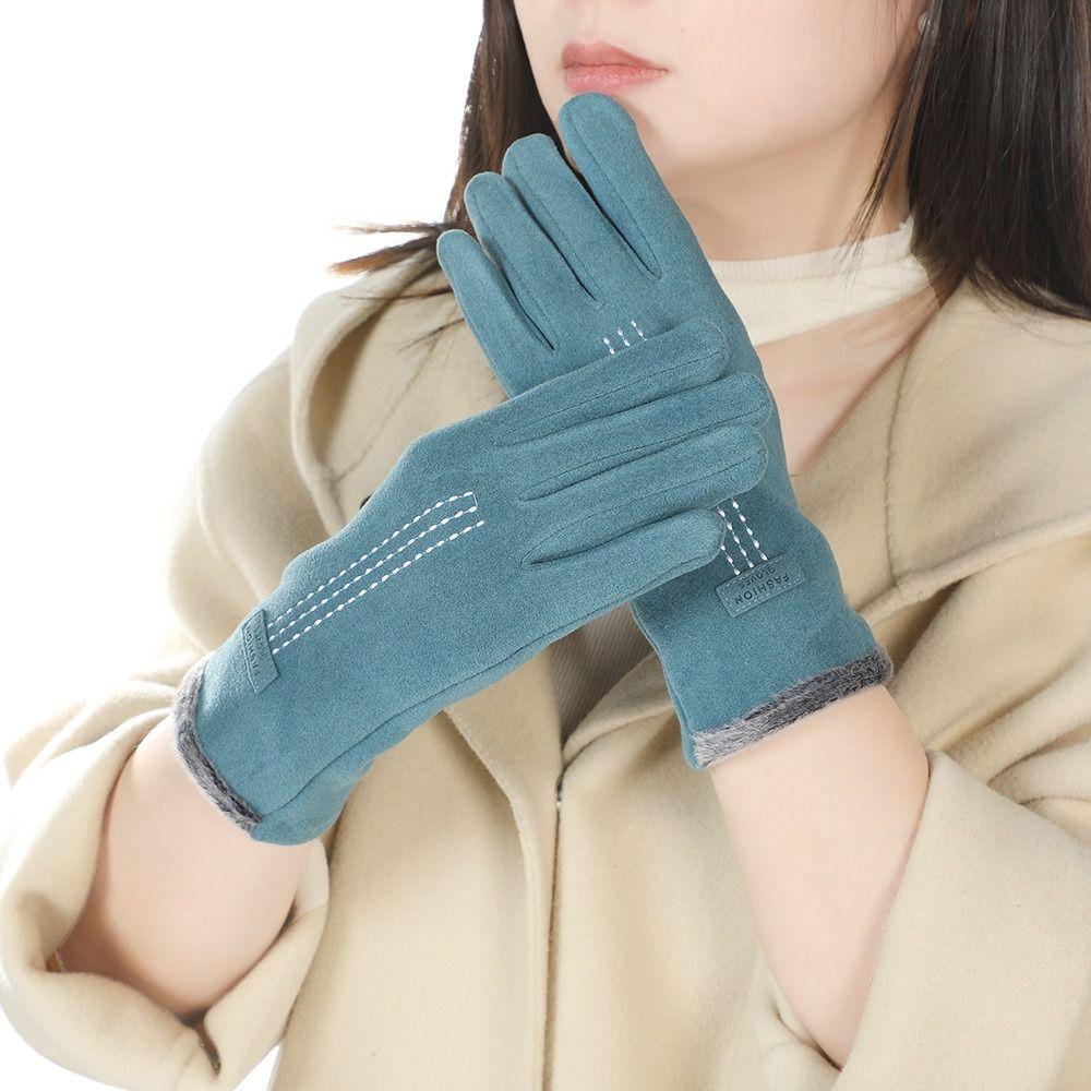 Keep Warm Gloves Solid Color Women Mittens Simple Winter Velvet Gloves Winter