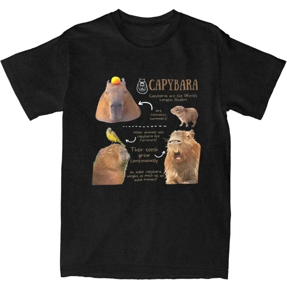 Crazy Capybara Fun Facts T-Shirts Men Women Cotton Cute Capybaras Tees Shirt Gift Idea Clothes