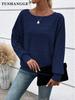 Autumn/Winter 2025 Women's Knitted Batwing Sleeve Top with Round Neck