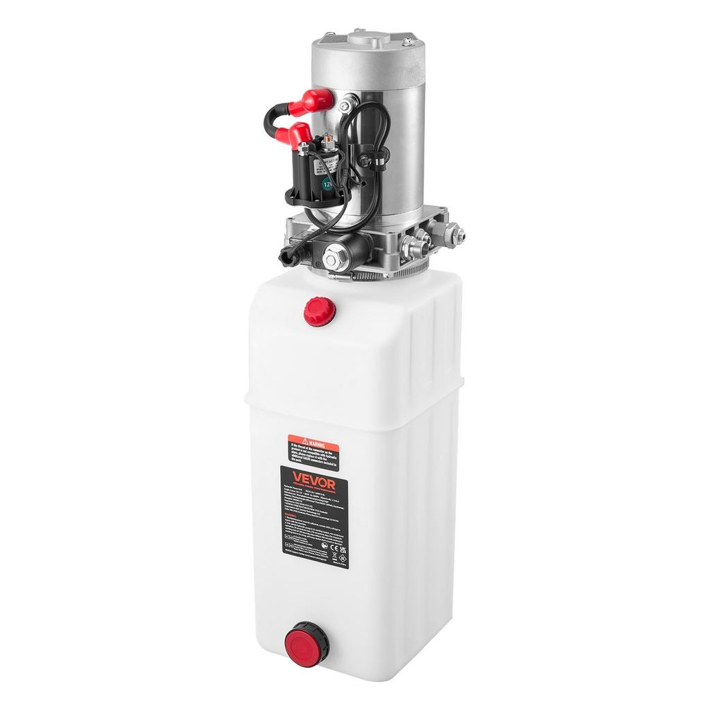 8 L Hydraulic Power Unit, Single Acting Dump Trailer Pump, 22 MPa Max Relief Pressure & 3.4 L/min Flow Rate, DC 12V Hydraulic Pump with Metal