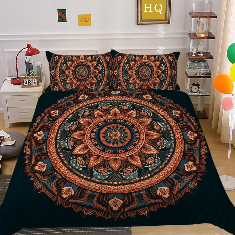 Home Bedding Set 3D Mandala Printing Bedspreads Queen Double Size Microfiber Duvet Cover Set Bedroom Decor