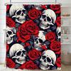 Personality Flowers and Horror Skeleton Skull Shower Curtain Polyster Fabric Home Decor Halloween Bathroom Curtain with Hooks