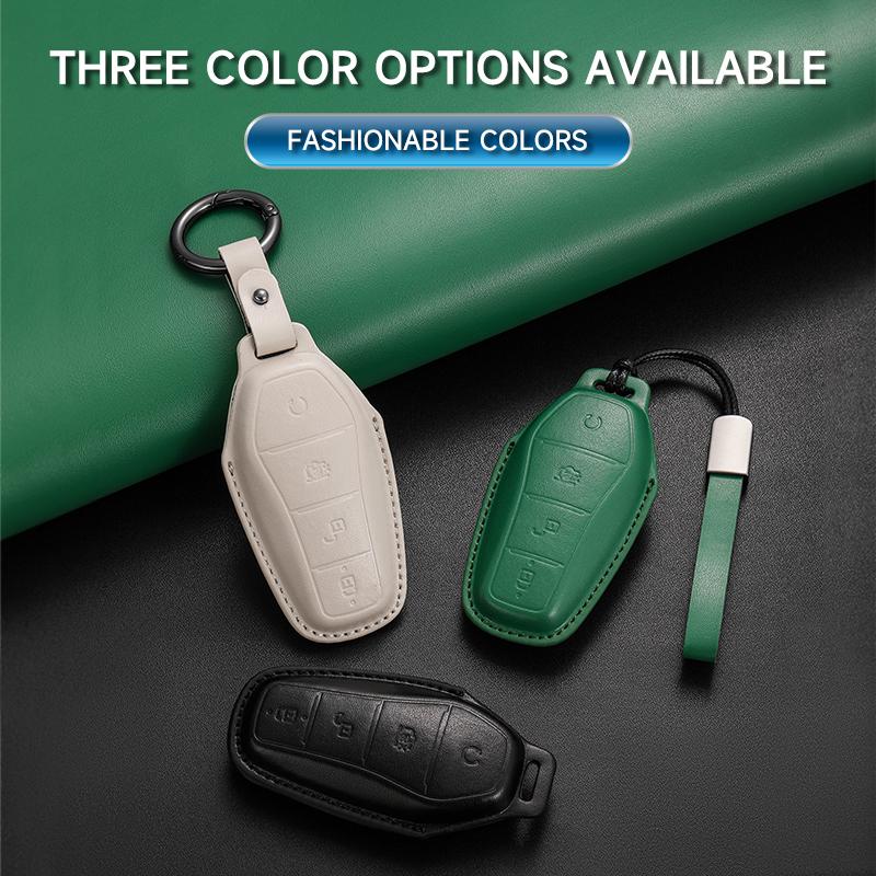 Genuine Leather Car Key Case Cover Key Bag For BYD Han EV Tang Dmi Song Pro Qin Plus Dolphin Yuan Protect Set Car Accessories