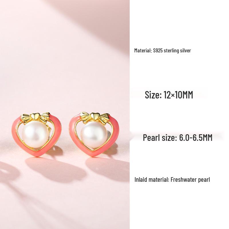 Elegant S925 Silver Freshwater Pearl Necklace with Bow Enamel Pendant - Versatile and Stylish Clavicle Chain