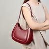 Saddle Bag Women's Cowhide Black Handheld New Shoulder Bag Niche Baguette Commuter Premium Leather Underarm Bag