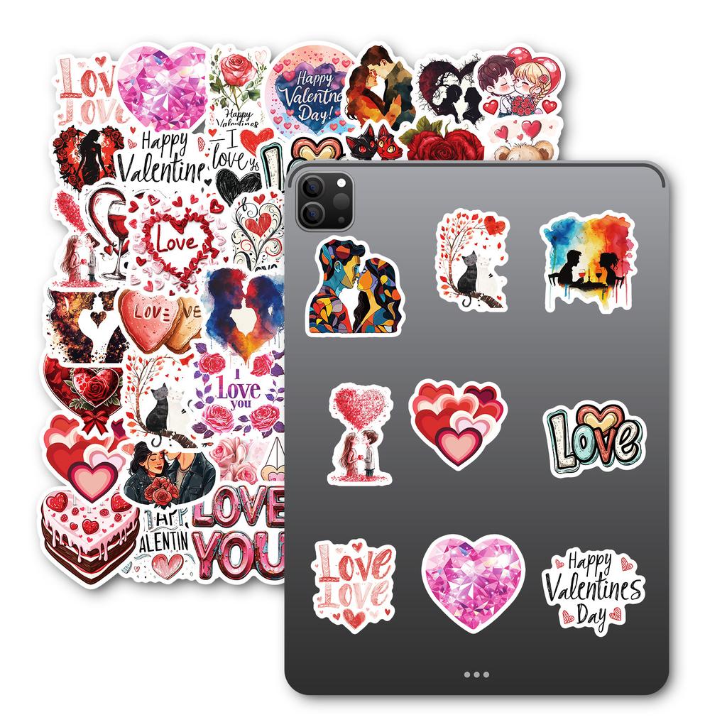 50 PCS LOVE Couple Stickers - Romantic Valentine Decals for Phone Case, Suitcase, DIY Gifts