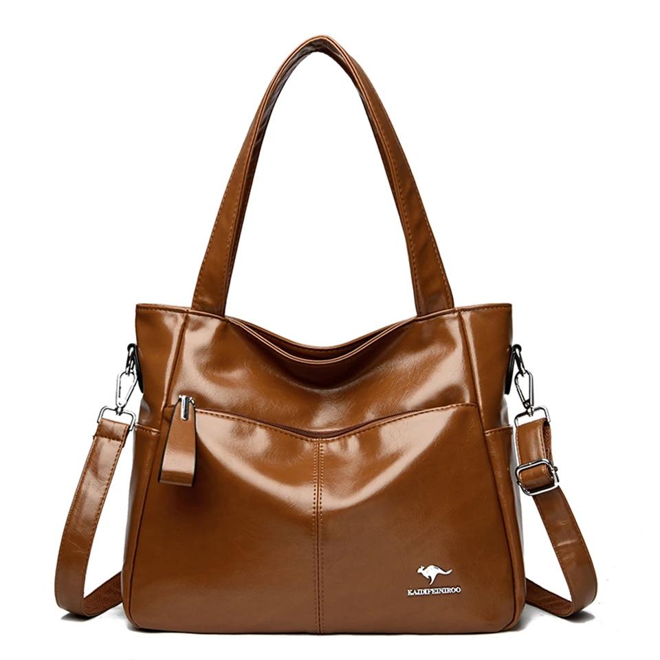 Vysoce kvalitní měkké kožené kabelky přes rameno pro ženy Velkokapacitní luxusní kabelka Značka Návrhář Neformální kabelka