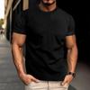 Mens Solid White Waffle Knit T Shirt Casual Crew Neck Short Sleeve Slim Fit Top