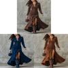 English Dress Long Sleeve Round Neck Zip Back Asymmetrical Hem For Casual Autumn