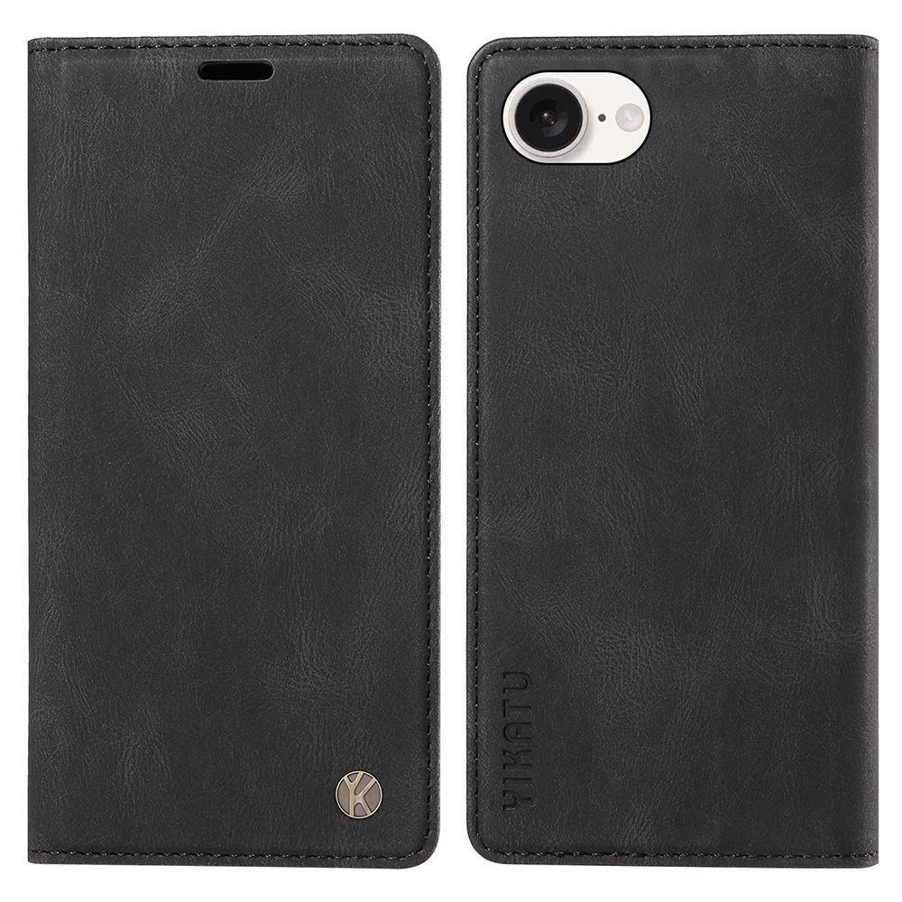 

YIKATU YK-004 Чехол для iPhone 16e из ПУ кожи с подставкой и магнитной крышкой для телефона Black