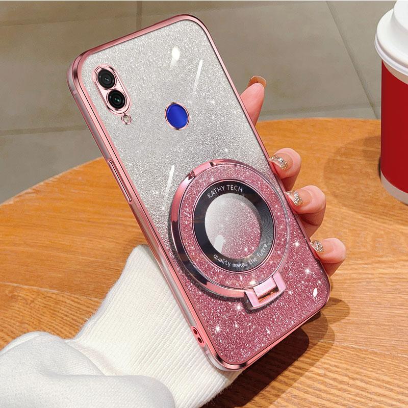 

Glitter Sparkle Phone Case For Redmi Note 7 8 9 10 Pro NOTE 11 11S Note 12 Pro Plus Note 13 Pro Plating Protect Stand Cover Note 7 чёрный
