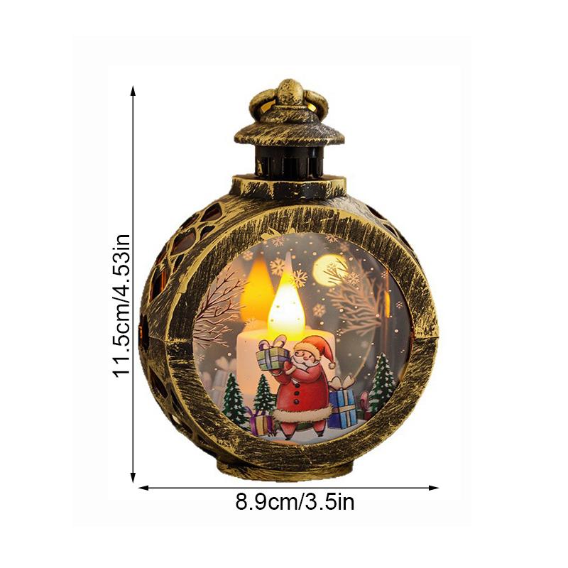 Christmas Candle Holder Wind Lamp Table Lamp Snowman Santa Claus Elk Decorative Light Battery Powered For Xmas  Year