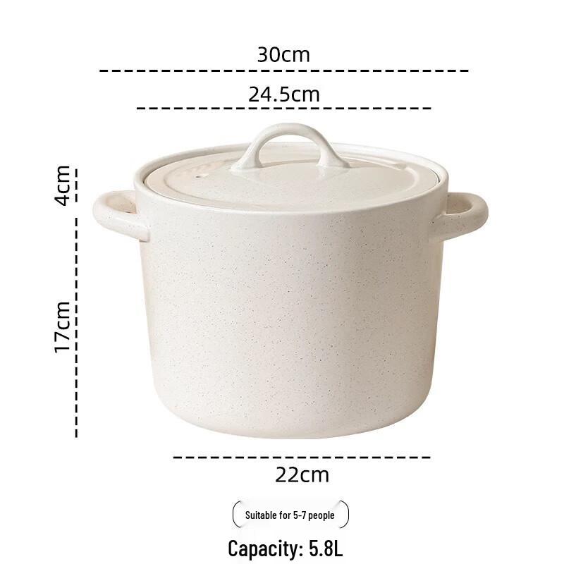 Zhishi New Chinese Style 5.8L White Ceramic Stew Pot