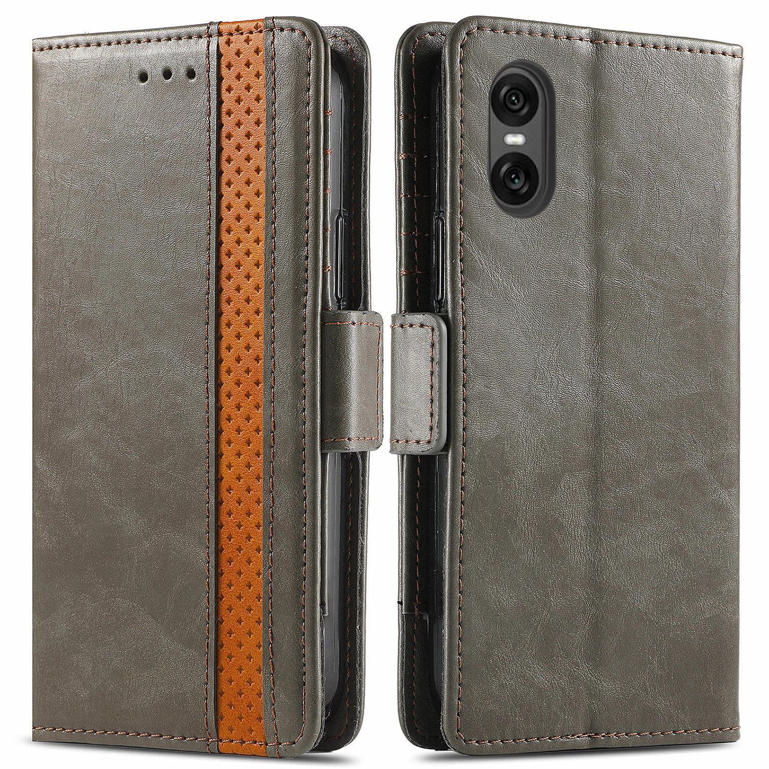 

Чехлы для телефона Sony Xperia 10 VI CASENEO Обложка-подставка из искусственной кожи с кошельком и RFID-блокировкой Grey