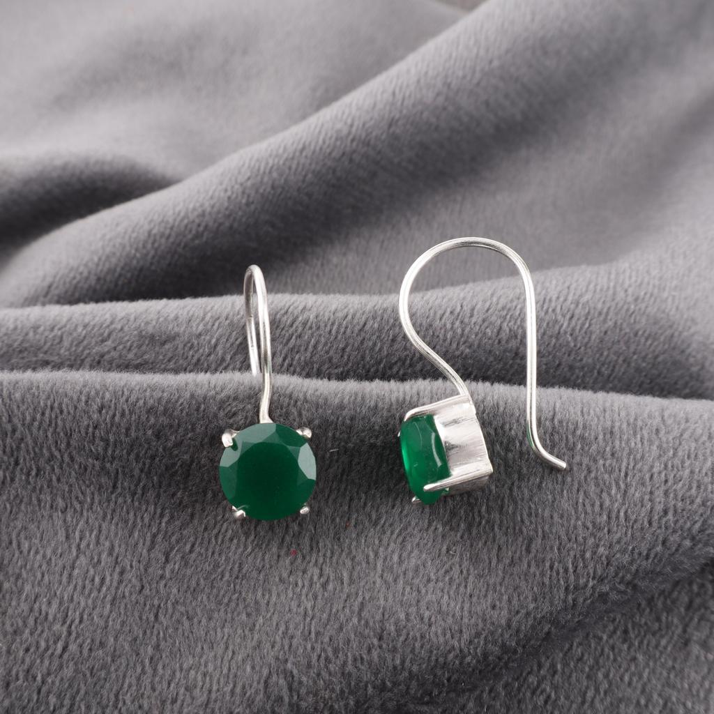 Bijuterii din Onix Verde, Cercei din Argint Sterling Masiv 925, Cercei Frumoși din Argint Făcuți Manual Pentru Cadou de Aniversare