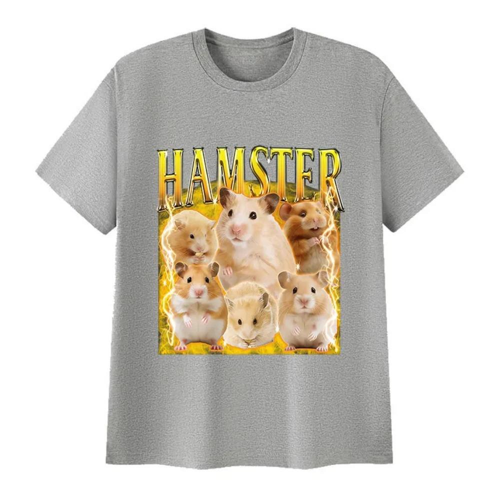Funny Hamster Meme Graphic T Shirt Men Women Vintage Harajuku T-shirts Casual High Quality Oversized Cotton T-shirt Tops