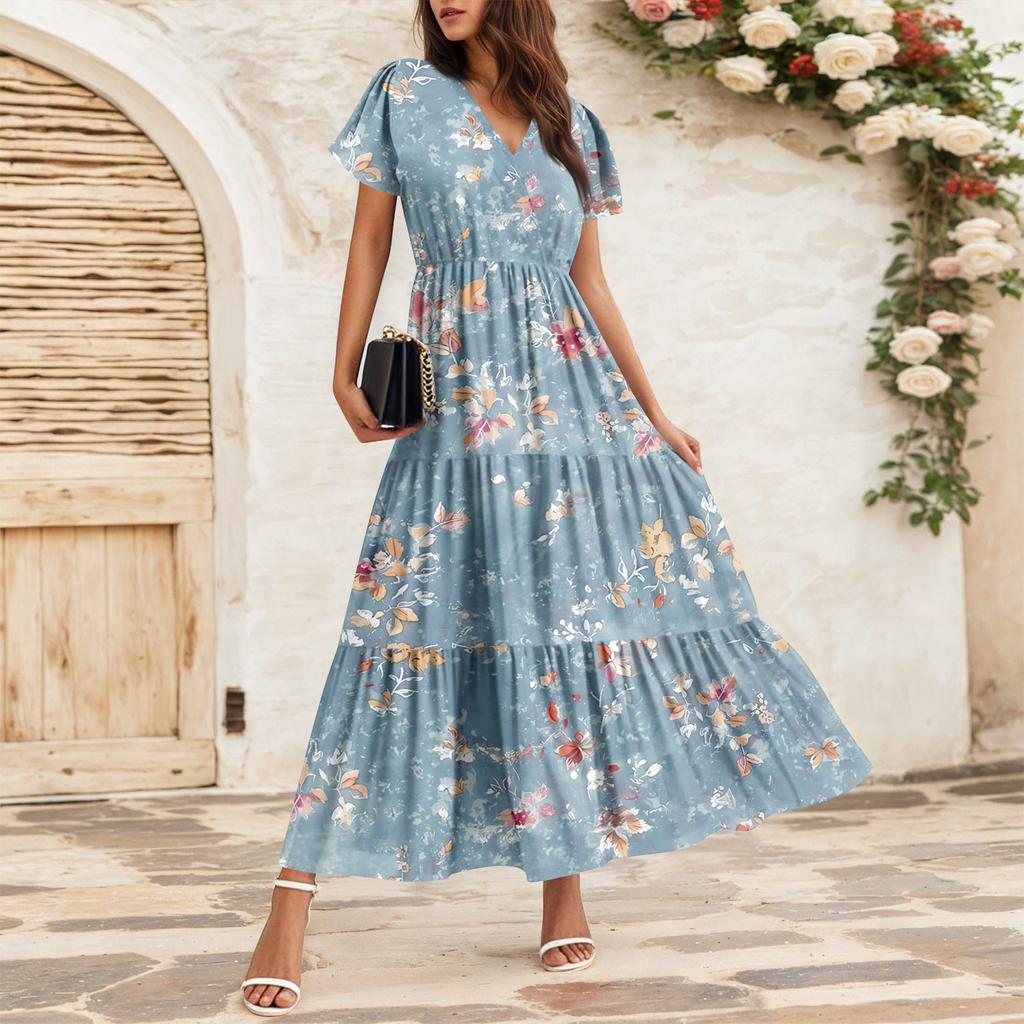 Women's Flowy Dresses Women's Summer Dresses Casual Short Sleeve Maxi Dresses Formal Maxi Dresses