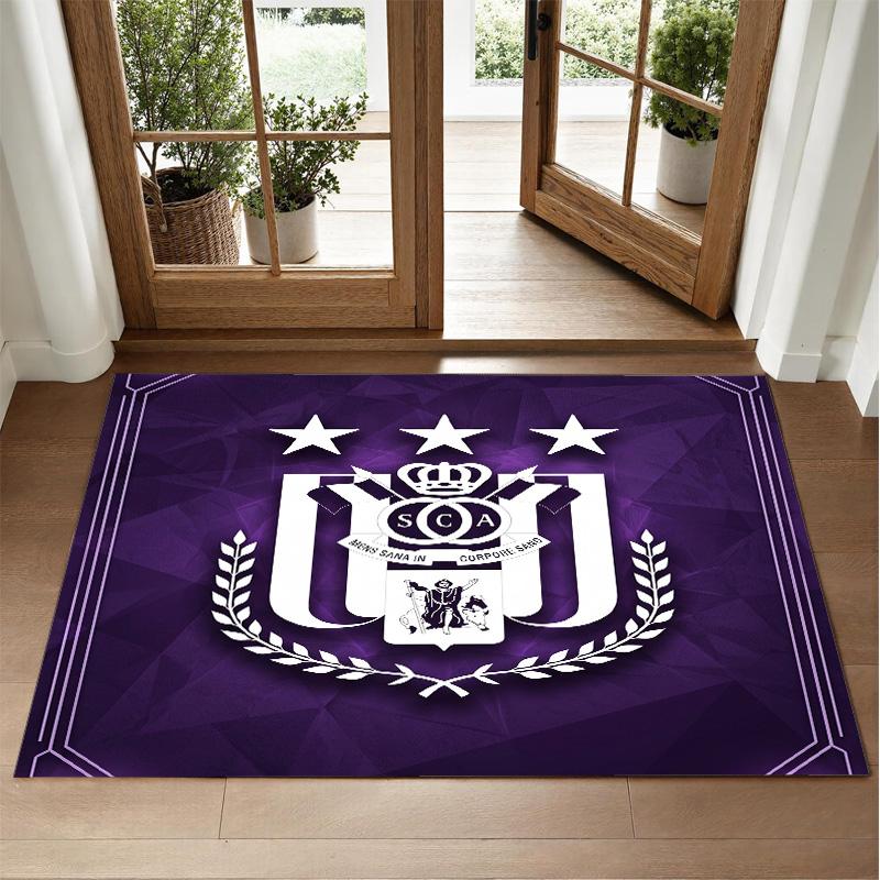 Anderlecht FC Design Crystal Velvet Rug Soft Decorative Mat for Bedroom Entrance