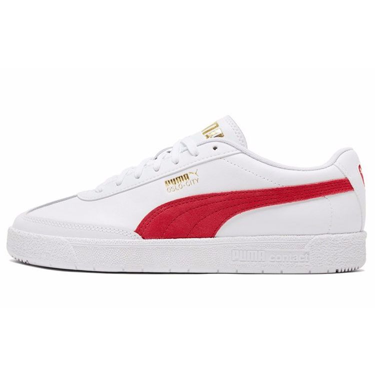 Puma Oslo-City Two-Layer Cowhide Synthetic Leather Sports Low-Top Sneakers Unisex Sneakers White Red 374976-05