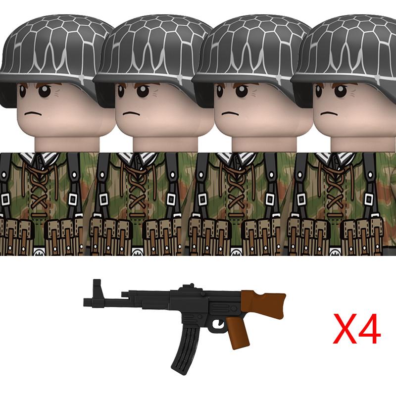 Non-Toxic Ww2 Military German Soldiers Figures Building Blocks 43 Type Swamp Camouflage Army Infantry Helmet Weapons Bricks Toys For Kids