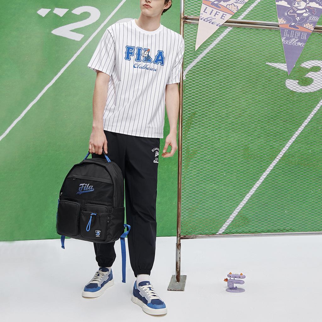 Fila Striped Logo Print Round Neck Short Sleeve T-Shirt Men Tops White T11M322101F-WT