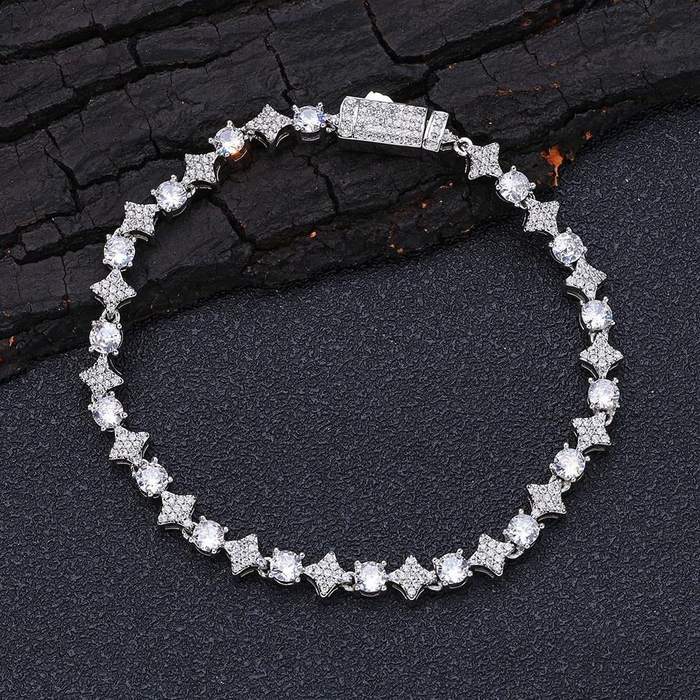 Hip Hop 6mm Star Zircon Tennis Chain Men's Bracelet Light Luxury High-end Jewelry Accessories