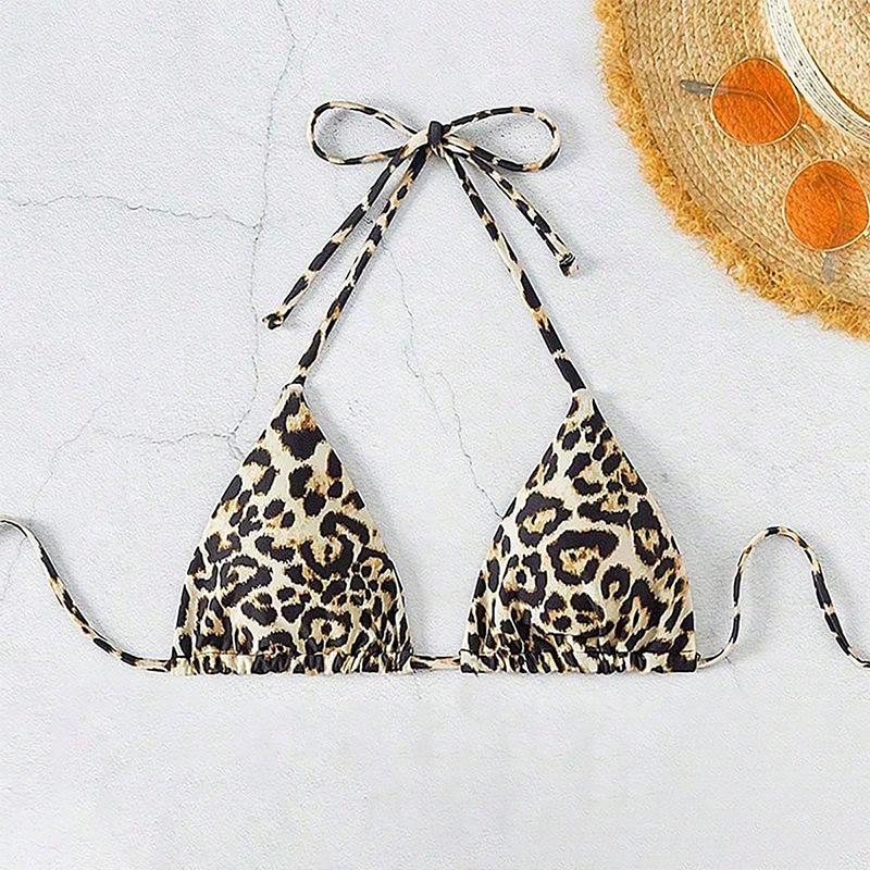 European & American Lace-Up Halter Bikini Top - Women's Beach & Hot Spring Swimwear 2025