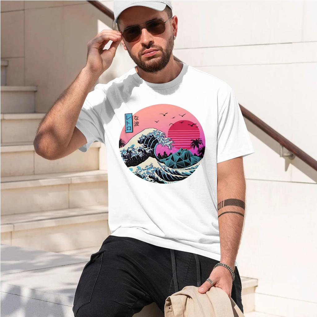 The Great Retro Wave 2026 New Fashion Heavyweight Hot Selling Retro Printed Pattern Fun Round Neck Tshirt For Daily Comfort