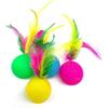 3 peças de bola de golfe de plástico engraçada mista com penas brinquedo de gato interativo gatinho gato teaser bola brinquedo suprimentos para animais de estimação