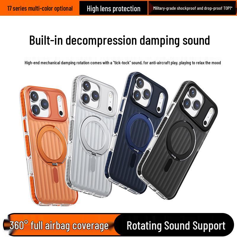 360° Magnetic Rotating Metal Stand Phone Case for iPhone 17 Pro Max with Airbag Protection 17 Pro синий