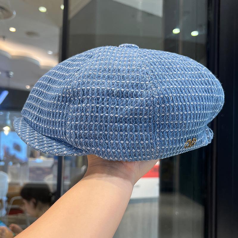 

Британская ретро маленькая синяя клетчатая восьмиугольная кепка детская беретка весна и осень новая модная кепка газетчика для лица Adult (55-58cm) синий