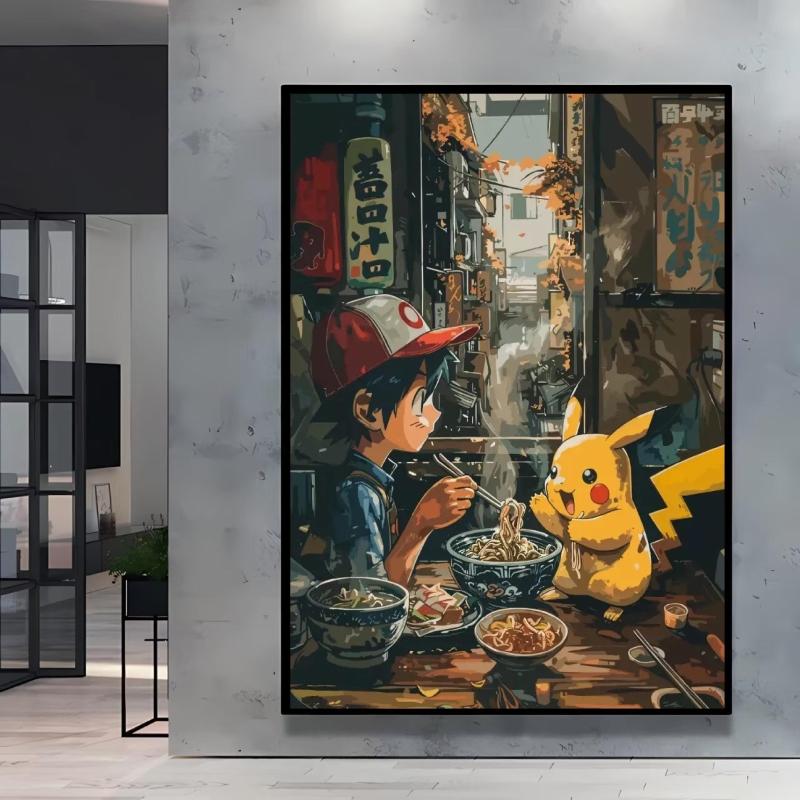 Print on Canvas  Gengar Classic Anime Posters Cartoon Character Picture HD Printing Retro Style Home Living Room Decor
