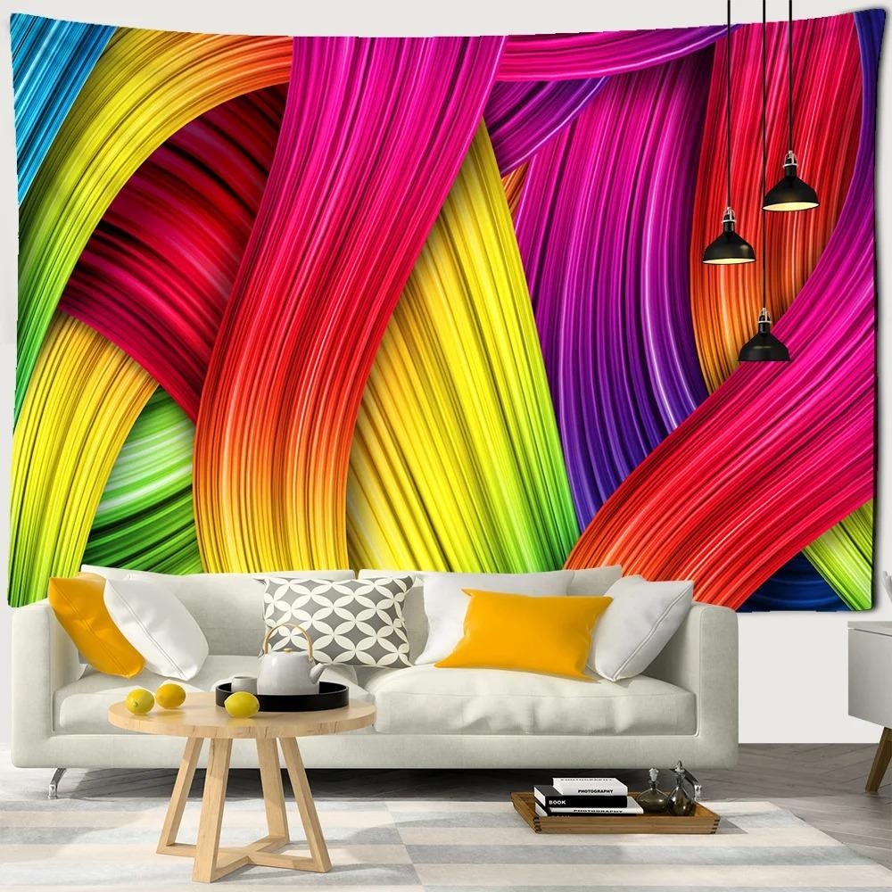 Decor colorat cu model de linii Tapiserie Dormitor Living Tapiserie Decor de perete acasă