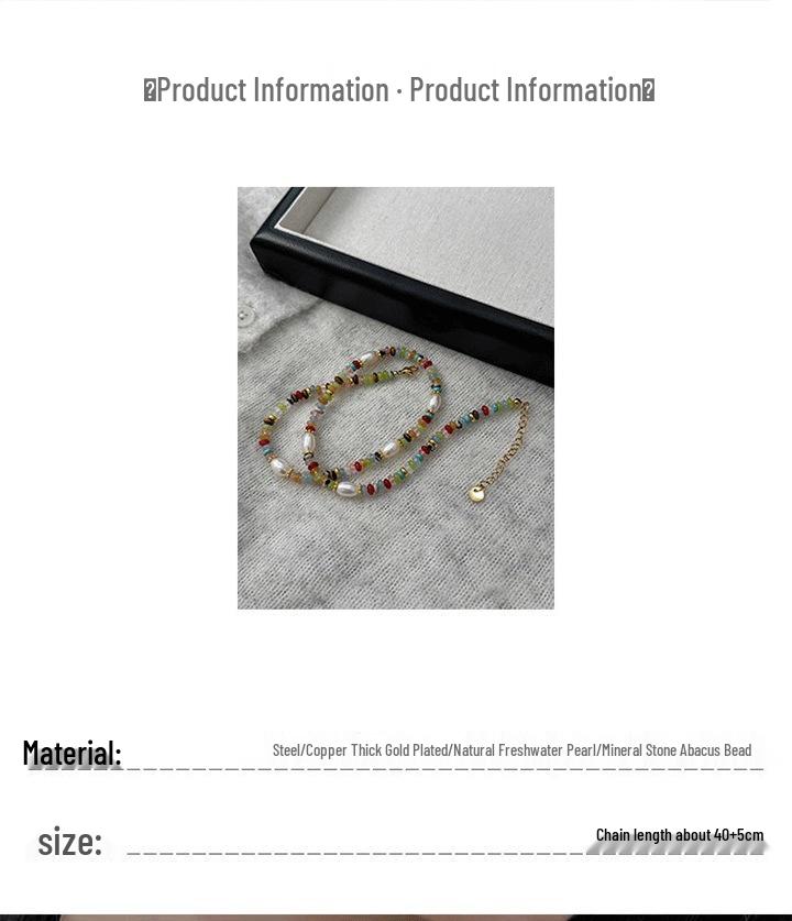 Niche Colorful Stone & Freshwater Pearl Necklace - Summer Fashion Statement Jewelry