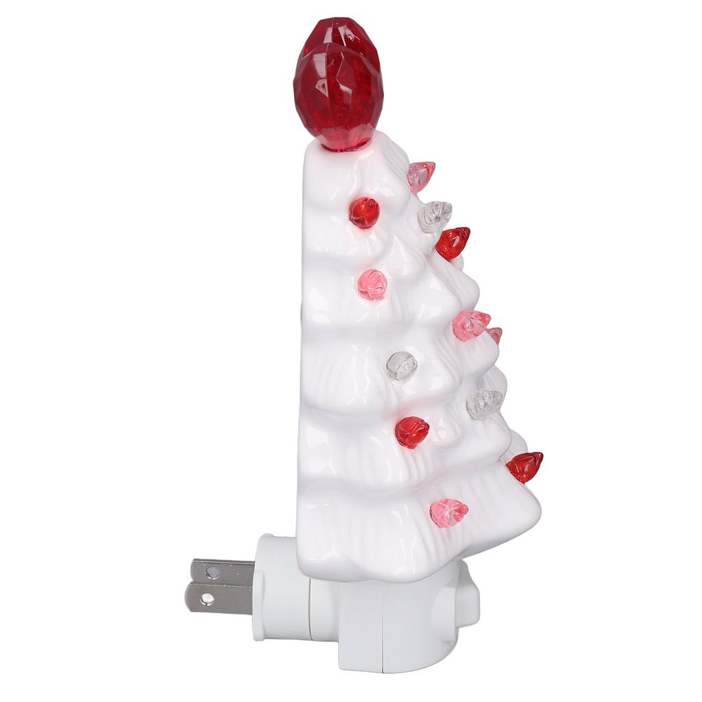 Xmas Tree Night Light Ceramic LED Plug Into Wall Decorative Lamp for Home Kids Room Bedroom Hallway