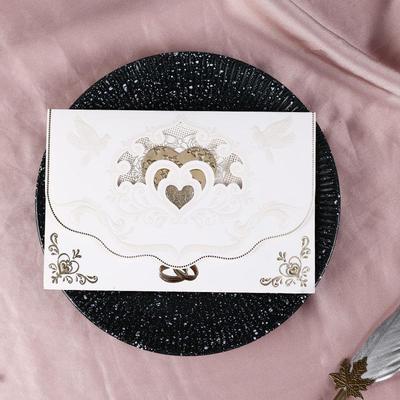Golden Jubilee European Tri-Fold Embossed Wedding Invitation Card with Hot Stamping Gold & Silver.