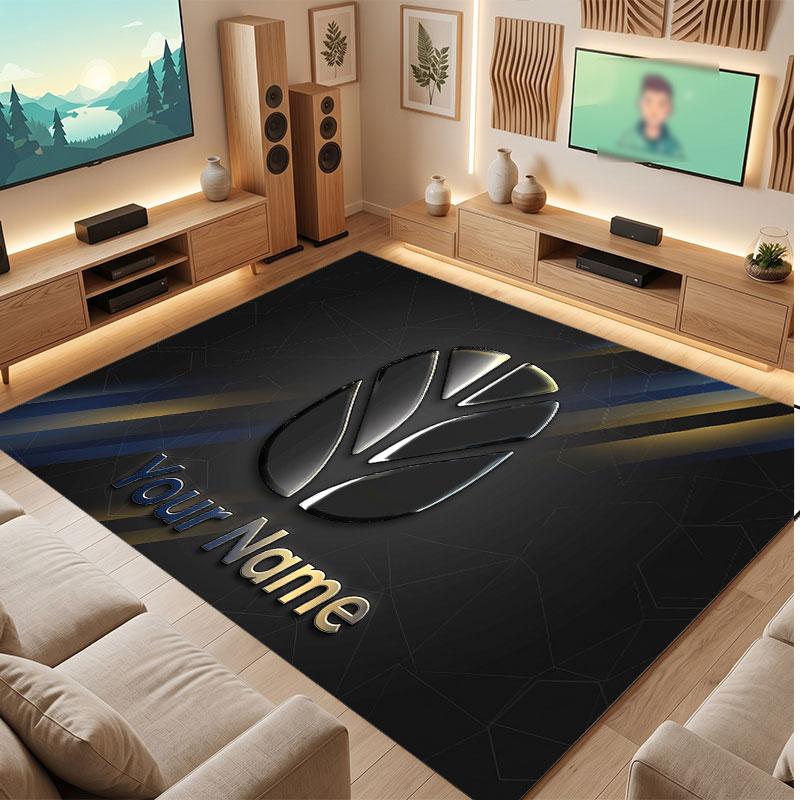 New Holland Personalized Crystal Velvet Carpet, Customized Name Text Soft Anti‑Slip Rug for Living Room Bedroom