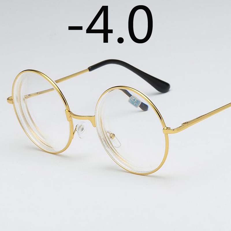 Round Glasses Woman Men Glasses Retro Myopia Optical Metal Frames Clear Lens Black Silver Gold Eyeglasses -1.0 -1.5 -2.0 To -4.0
