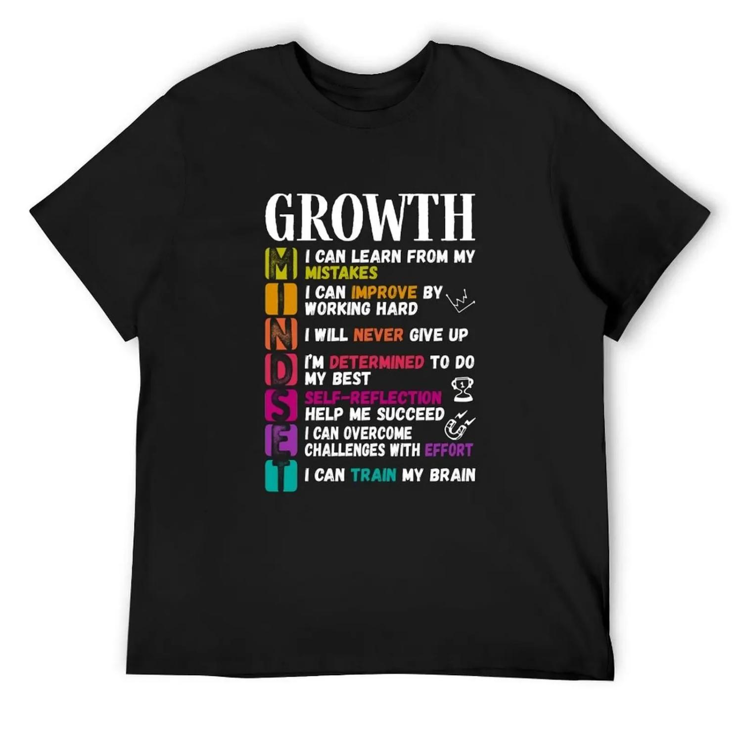 

Growth Mindset Definition Positive Motivational T-Shirt oversized graphic tee cheap stuff T-shirts oversize men workout shirt S