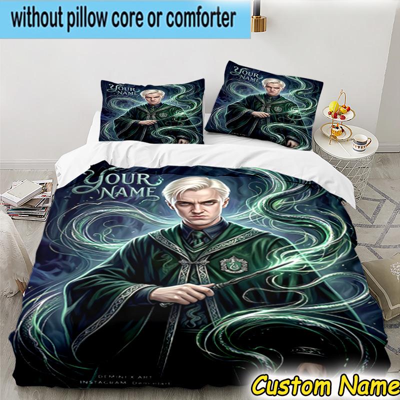 3pcs Custom Name Seek Hallows Witch Bedding Set Includes 1 Duvet Cover & 2 Pillowcases for All Seasons Dormitory Home Decor Christmas gifts